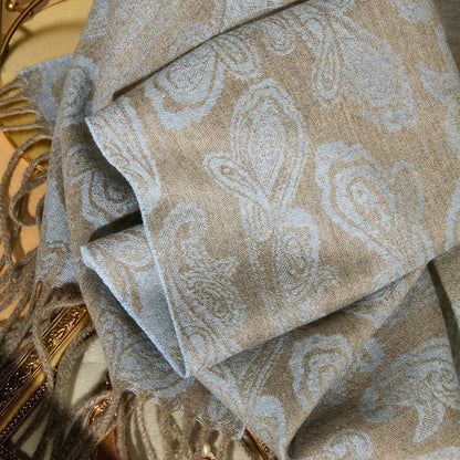 Women's Pure Cashmere Reversible Paisley Jacquard Scarf 74.8in