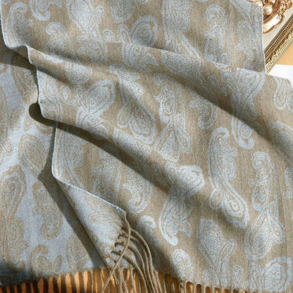 Women's Pure Cashmere Reversible Paisley Jacquard Scarf 74.8in