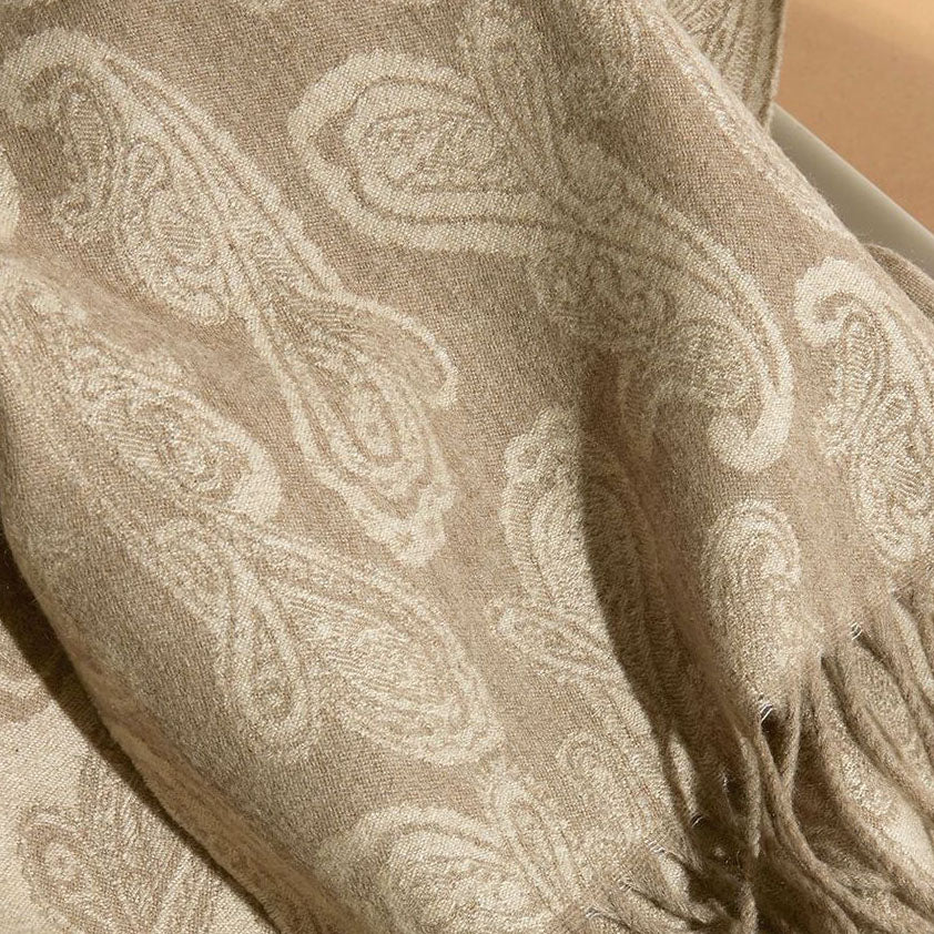 Women's Pure Cashmere Reversible Paisley Jacquard Scarf 74.8in