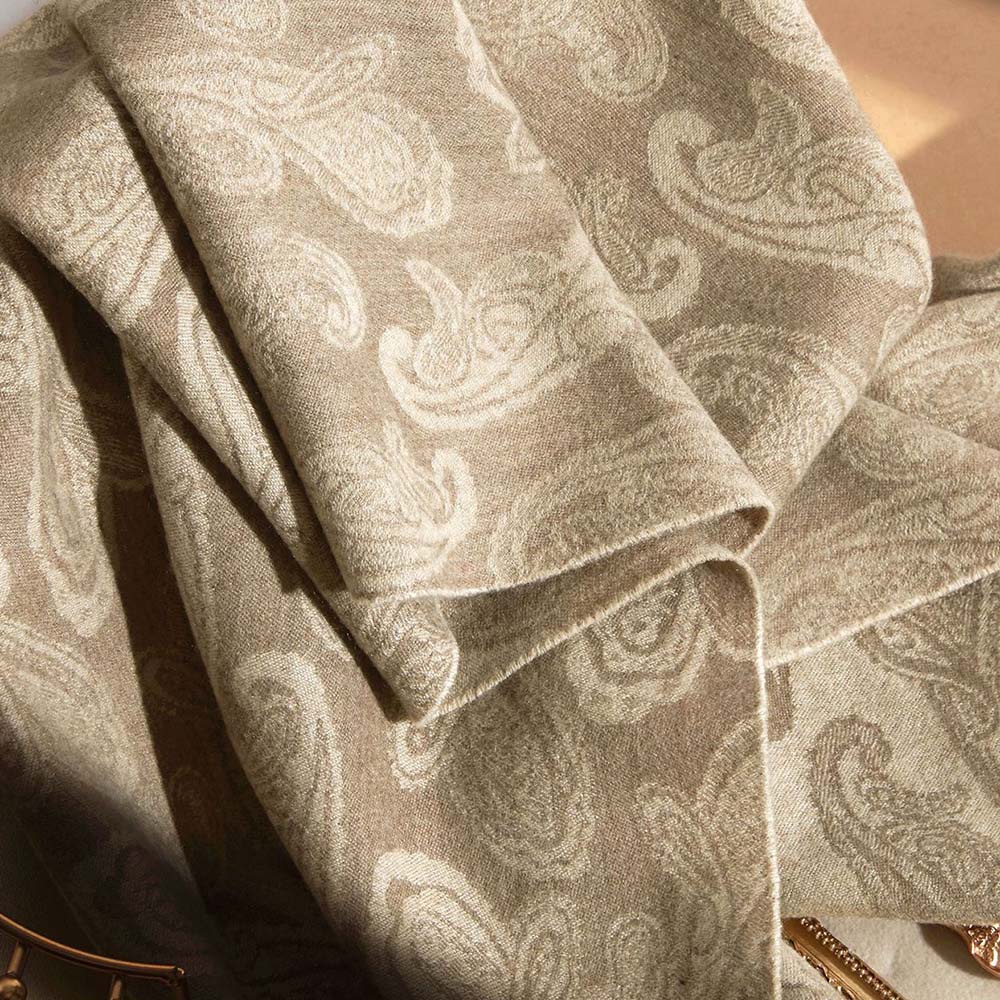 Women's Pure Cashmere Reversible Paisley Jacquard Scarf 74.8in
