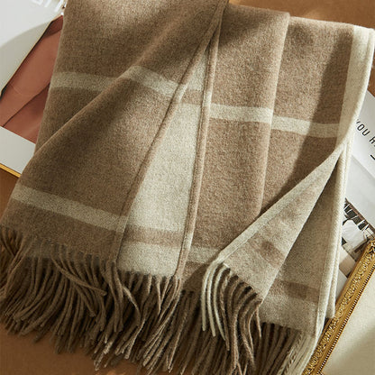 Women’s Quiet Luxury Lambswool Fringe Cape Shawl 66.9in