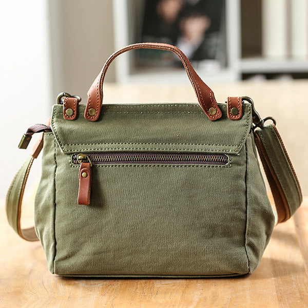 Women's Small Canvas Leather Messenger Crossbody Bag