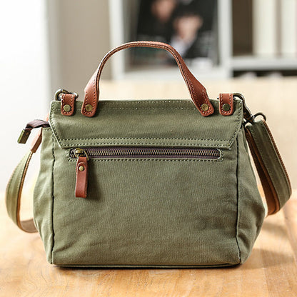 Women's Small Canvas Leather Messenger Crossbody Bag