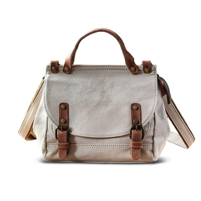 Women's Small Canvas Leather Messenger Crossbody Bag