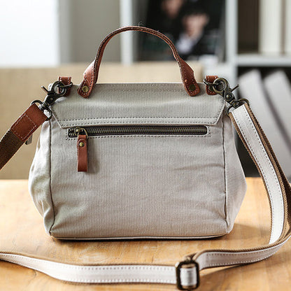 Women's Small Canvas Leather Messenger Crossbody Bag