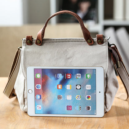 Women's Small Canvas Leather Messenger Crossbody Bag