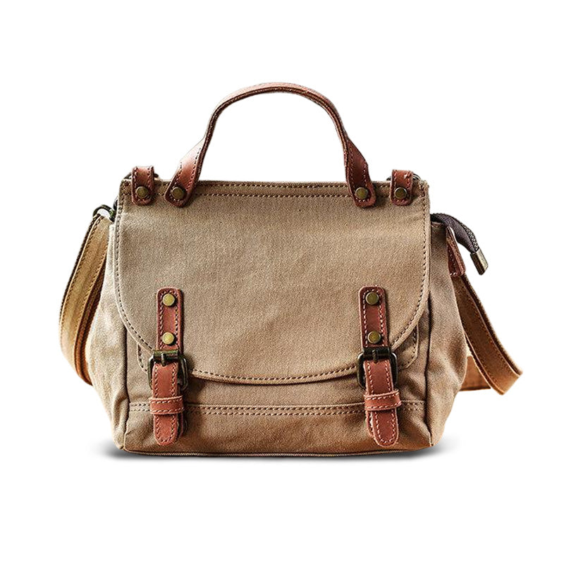 Women's Small Canvas Leather Messenger Crossbody Bag