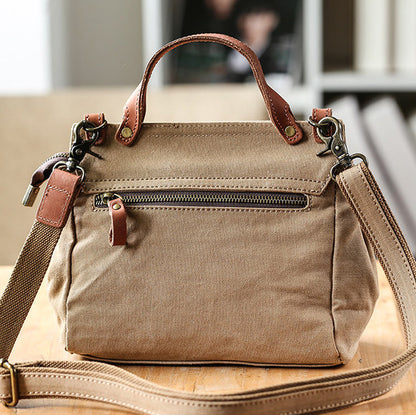 Women's Small Canvas Leather Messenger Crossbody Bag