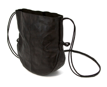 Wrinkled leather round bottom bag