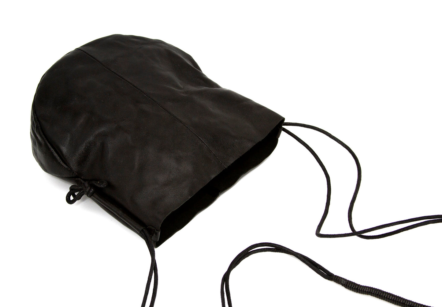 Wrinkled leather round bottom bag